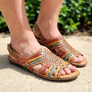 Naturalizer Wendy Multi-Color Leather Huarache Sandals - Size 7M